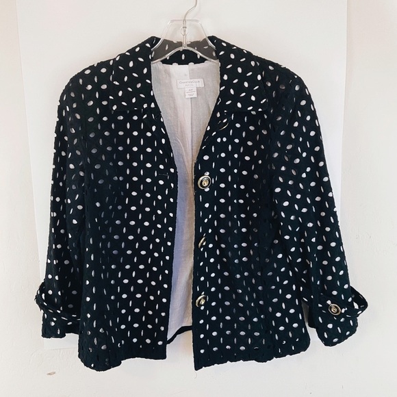 Charter Club Eyelet Blazer Black Size Petite Small - Picture 6 of 9